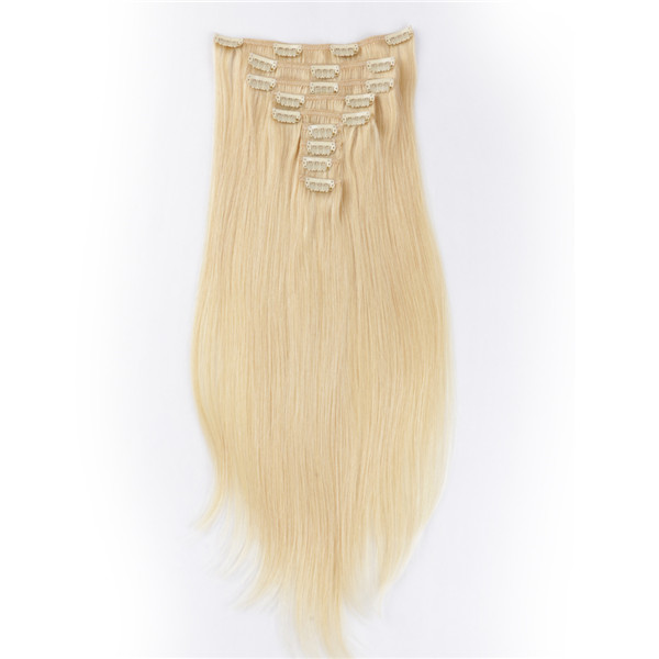 Blonde clip in hair extensions for white women YL138